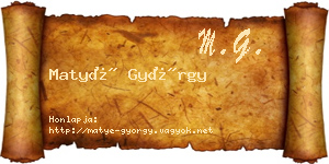Matyé György névjegykártya